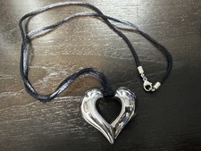 Airess Vintage Open-Heart Puffed Sterling Silver Pendant, Silver-Tone, Marked 925