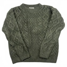 Blarney Woollen Mills Cream Aran Cable-Knit Fisherman Sweater, Size 2XL — listing 5
