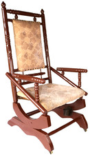 Antique Victorian Platform Rocker Walnut Upholstered Parlor Chair — listing 5