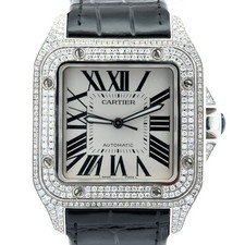 Custom Fully Iced-Out Cartier Santos Skeleton Watch (Aftermarket Diamond/CZ Set) — listing 3