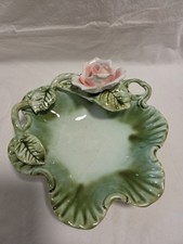 Vintage Ceramic Lidded Trinket Box with Yellow Ground and Floral Transfer Decoration — listing 6