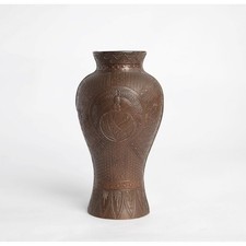 Antique Japanese Cast Brass Phoenix Vase Converted to Table Lamp