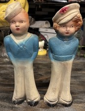 Vintage Chalkware Girl Figurine with Dog and Hand-Painted Dress — listing 4