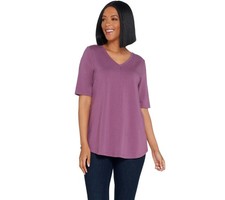 Essentials Elbow-Sleeve Boat-Neck Floral Knit Top, Dinner White, Petite Large — listing 2