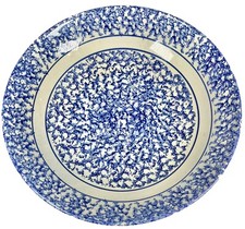 Italian Blue Spongeware Ceramic Charger Plates, Pair (approx 13-14 inch) — listing 4