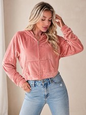 Victoria's Secret Black Velour Zip-Up Track Jacket, Size M