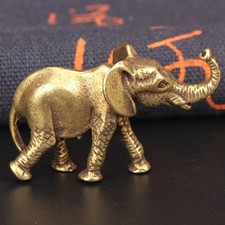 Vintage Solid Brass Elephant Figurine with Raised Trunk and Tusks — listing 2