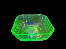 Green Uranium (Vaseline) Glass Octagonal Salad/Luncheon Plate, Depression Era — listing 5