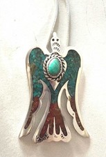 Native American Sterling Silver Free-Form Turquoise Pendant Necklace — listing 5
