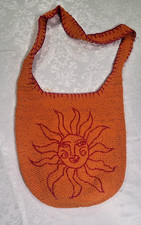 Vintage Crochet Macrame Tote Bag with Suede-Trimmed Wooden Handles