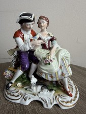 Rococo-Style Porcelain Courting Couple Figural Table Lamp with Mandolin Player — listing 6