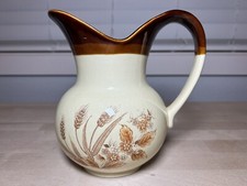 Vintage Hand-Painted Miniature Ceramic Pitcher with Orange Rim and Floral Body, Made in Japan