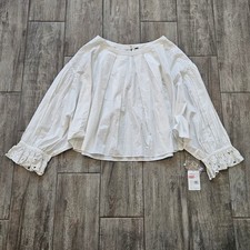 Free People Black V-Neck Long Sleeve Blouse with Peplum Hem — listing 2