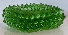 Vintage Green Uranium Glass Wine Goblet with Block Optic Pattern — listing 5