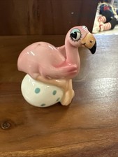 Pair of Vintage Kitsch Pink Anthropomorphic Bird Figurines with Polka Dot Bow Ties, Likely Japan Mid-Century — listing 3