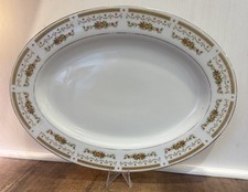 Antique Crescent China Oval Serving Platter with Floral Border — listing 2