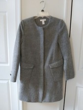 H&M Black Textured Zip-Front Collarless Coat with Gold Zipper Pockets, Size 4 — listing 5