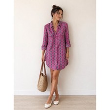 La Chemise Tropezienne Floral Print Long-Sleeve Button-Up Shirt, Size M — listing 4