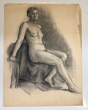 Framed Original Charcoal Sketch of Dancing Figure, Signed