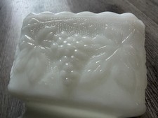 Vintage Milk Glass Footed Vase with Embossed Grape & Leaf Pattern (Harvest Grape) — listing 6
