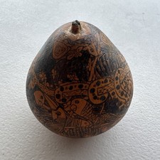 Hand-Carved Dried Gourd Art Vessel with Sunflower Motif, Signed John McNutt 2020 — listing 3