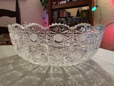 Cut Lead Crystal Footed Bowl 10 inch with Star and Fan Pattern — listing 5