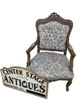 French Louis XV Style Bergère Armchair with Damask Upholstery — listing 6
