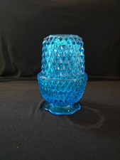 Vintage Blue Diamond-Point Pressed Glass Flared Vase — listing 4