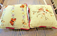 Embroidered Butterfly Throw Pillow with French Script Print — listing 2