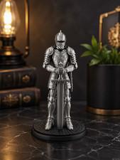Vintage Medieval Suit of Armor Knight Figurine on Carrara Marble Base, Made in Italy — listing 2