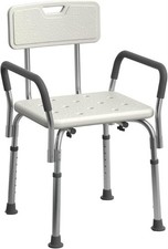 Adjustable Height Shower Bath Bench Chair with Padded Arms — listing 2