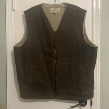 Men's Sherpa-Lined Canvas Work Vest with Zip Front