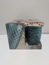 Vintage Green Diamond-Point Glass Bottle with Anchor Hocking Mark, 5" x 2.5"