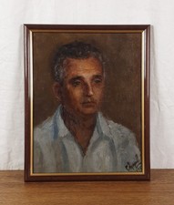 Mid-Century Oil Portrait of Young Boy in Red Shirt, Signed 'Kro' — listing 5