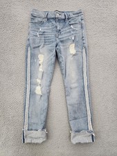 Express Navy Red White Striped Skinny Jeans, Button-Fly, Women's — listing 2
