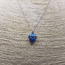 Art Nouveau Embossed Puffy Heart Pendant with Sterling Silver Chain (1.5" Heart, 24" Chain) — listing 4