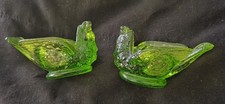 Vintage Green Glass Figural Bird Toothpick Holder / Candle Cup