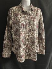 Chaps Pastel Paisley Peasant Blouse, Size S