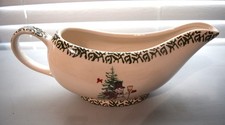 "We Can Build A Snowman" Christmas Stoneware Dinnerware Set - Snowman Motif with Green Spongeware Border — listing 5