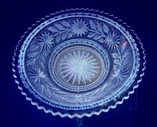 Pressed Glass Low Bowl with Foliate/Fern Pattern and Scalloped Rim — listing 5