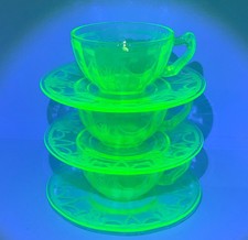 Depression Glass Green Uranium Teacup, Cameo 'Ballerina' Pattern — listing 5