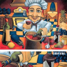 Will Rafuse Signed 3D Relief Chef Wall Plaque in Kitchen Scene — listing 5
