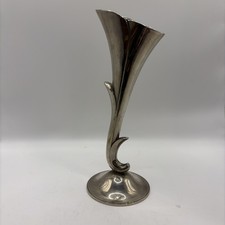 Glass Bud Vase with Pierced Metal Cradle and Footed Stem — listing 5