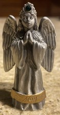 Pewter Angel Figurine with Gold-Tone Wings Holding Heart — listing 3