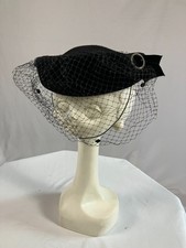 Vintage Red Straw Tilt Cocktail Hat with Millinery Rose Trim and Ribbon Ties — listing 3