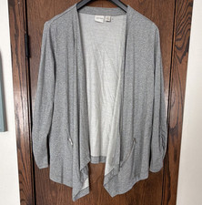 Chico's Metallic Silver Textured Knit Sweater Top