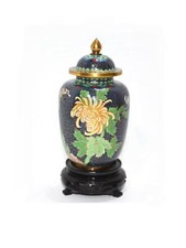 Chinese Cloisonné Ginger Jar with Red Floral Scroll on White Ground — listing 3