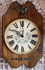 Mid-Century Brass Federal Eagle Suspended Round Wall/Table Clock, listing 3