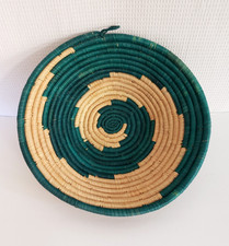 African Sisal Woven Basket Bag with Leather Flap and Brass Elephant Medallion — listing 2