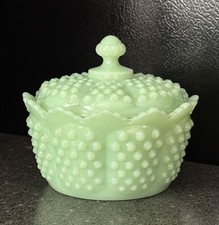 Vintage Clear Pressed Glass 6-Inch Hobnail Ruffled Bowl with Fan Rim — listing 6